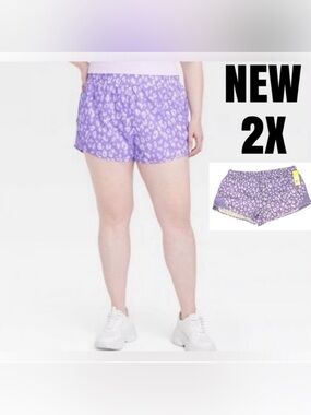 Lined running shorts purple animal print size 2X